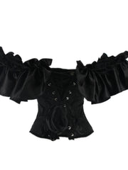 Gothic Jacquard Corset Bustier & Mesh Skirt Set
