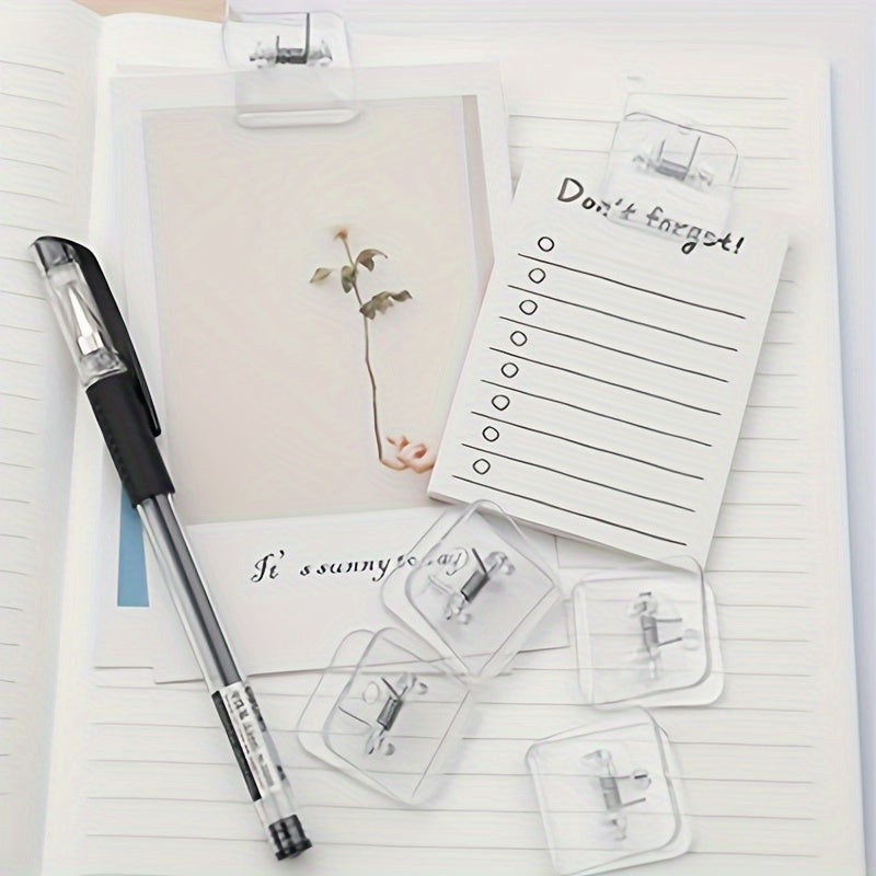 4pcs Colorful Square Plastic Clips for Document Storage Office Supplies