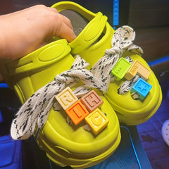 Letter Print Box & ShoeLaces Shoe Charms For Clogs Garden Shoes