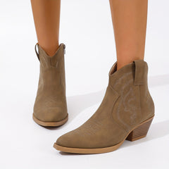 Women's Chunky Heel Western Ankle Boots