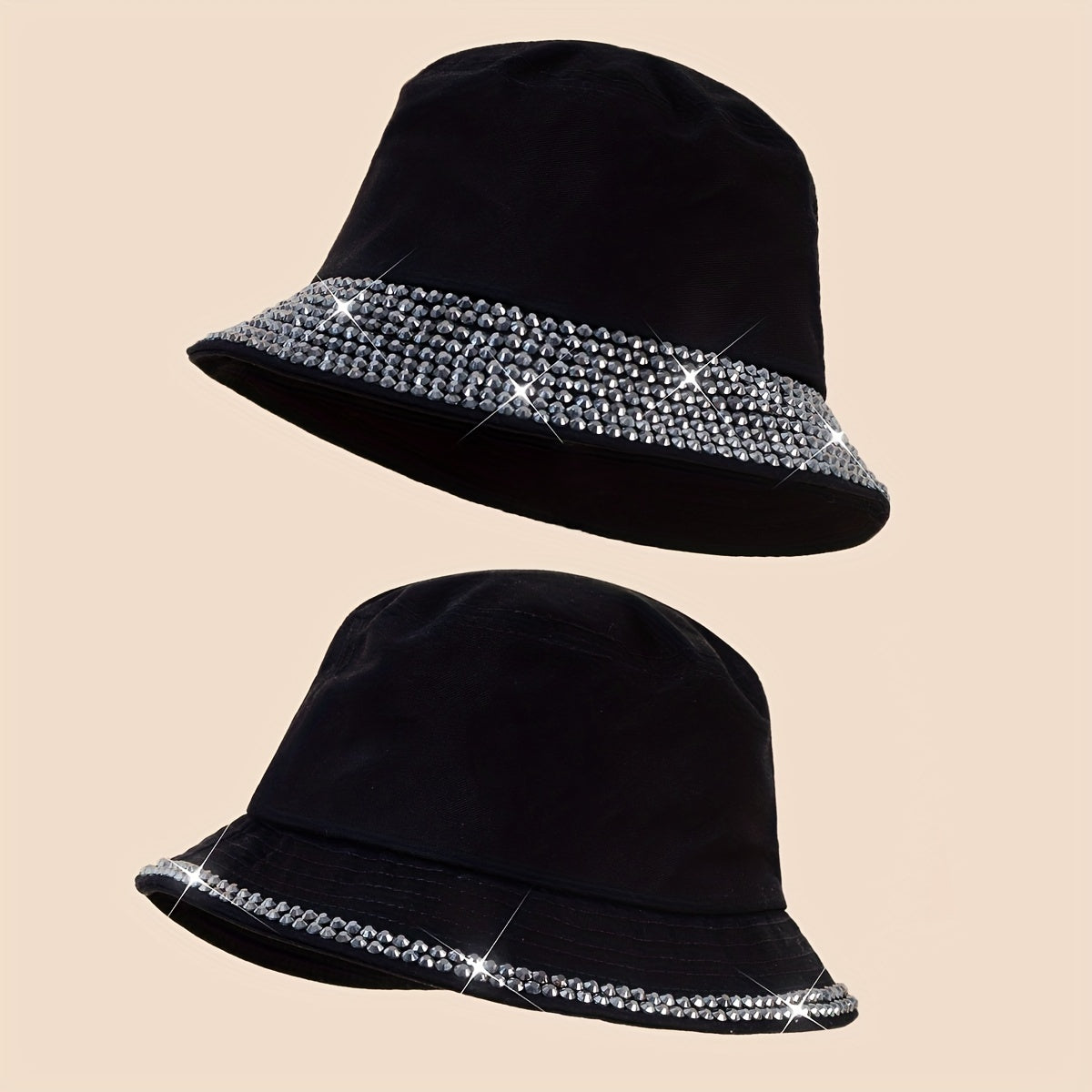 Rhinestone Decor Bucket Hat Sunscreen Fisherman Cap