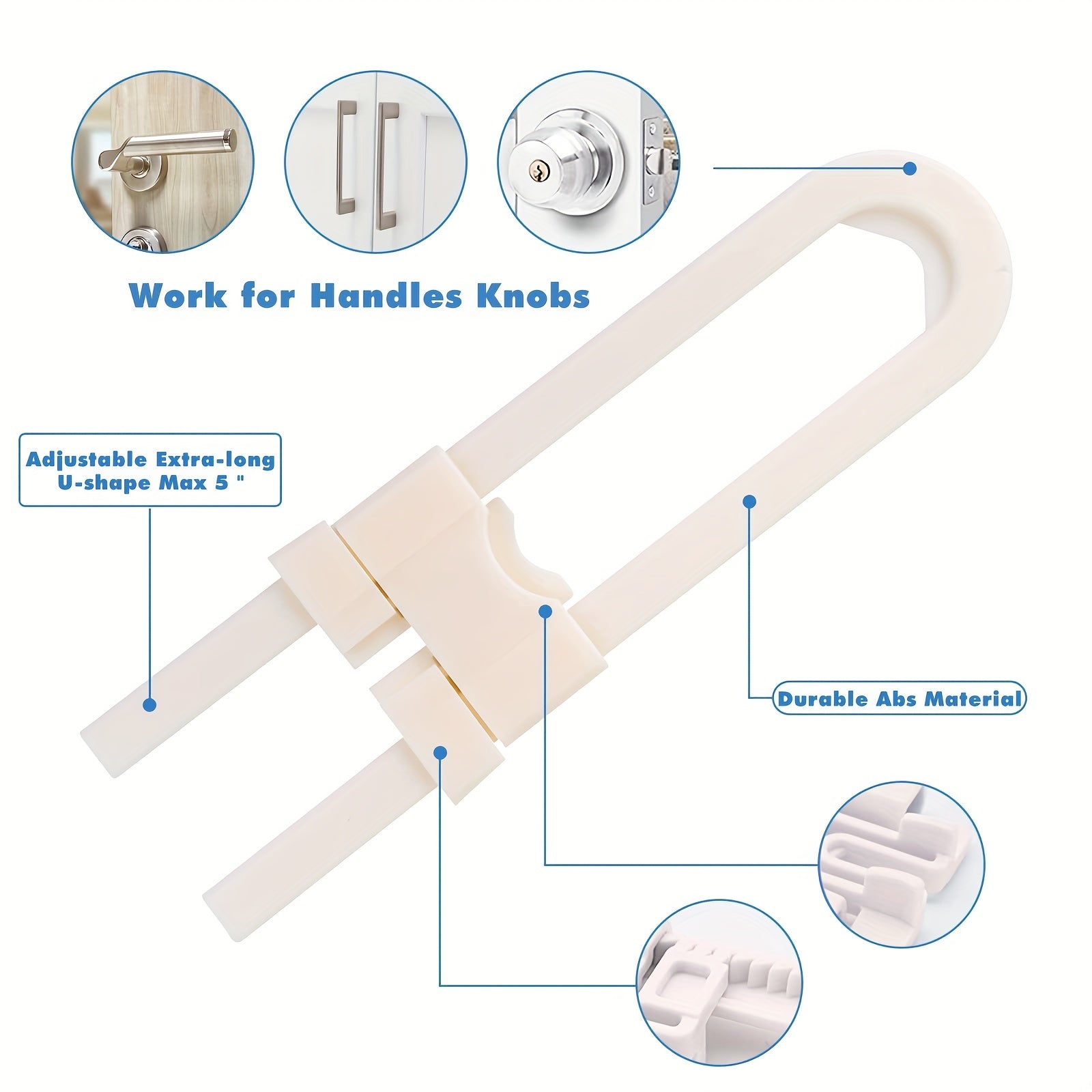 Tinabless U Shaped Sliding Cabinet Locks - Child Proof Latches