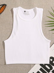 Ribbed Knit Tank Top Seamless Stretchy Yoga Crop