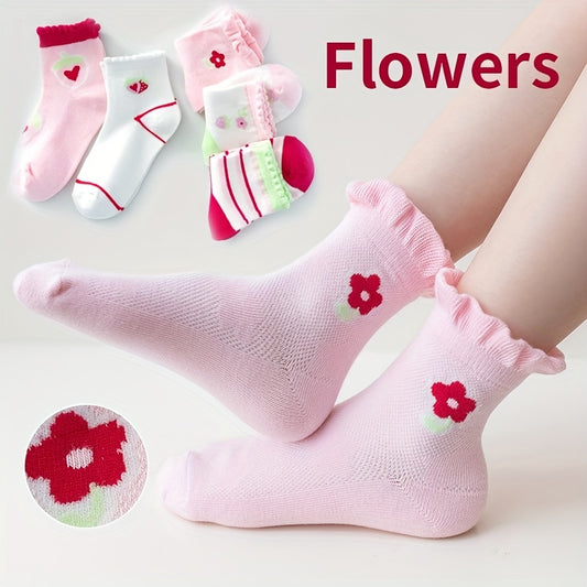 5 Pairs Kids Cotton Mesh Tube Socks Breathable Cartoon Baby Socks