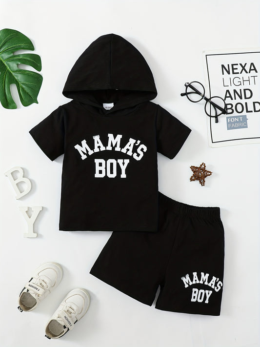 2pc Boys Teen Casual Mama' Boy Hooded T shirt & Shorts Set