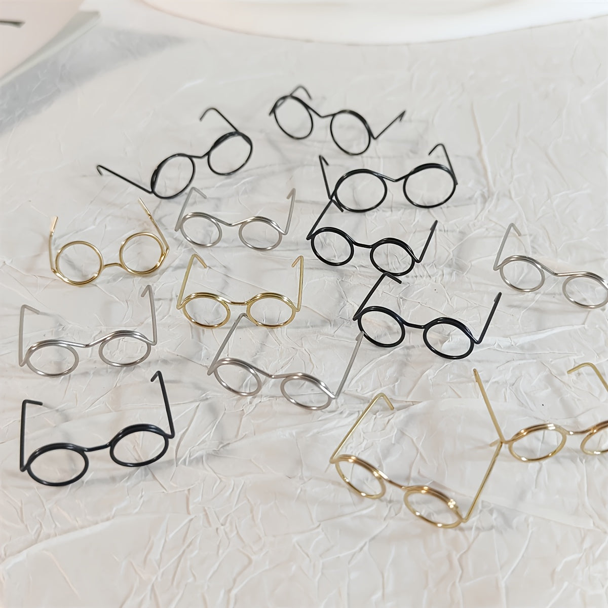 50 Mini Metal Craft Glasses Frames for DIY Crafts Doll Decorations Art Projects