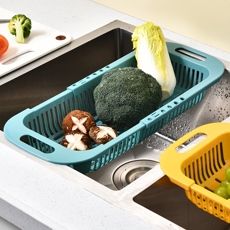Adjustable Sink Colander Vegetable Washing Basket Drain Basket Strainer Rack