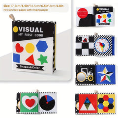 High Contrast Sensory Fabric Book for Babies - Washable Educational Toy