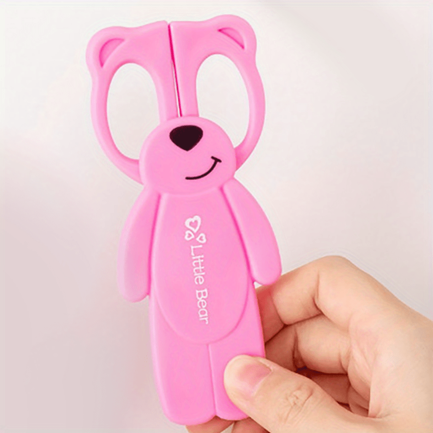 Mini Bear Plastic Scissors Paper Cutting Stationery Safety Small Scissors