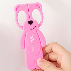 Mini Bear Plastic Scissors Paper Cutting Stationery Safety Small Scissors