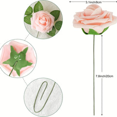 25pcs Blush Artificial Roses for DIY Party Wedding & Mother's Arrangements