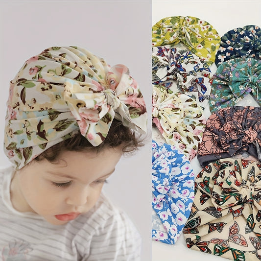 Breathable Floral Bow Tire Cap for Baby Girls and Boys