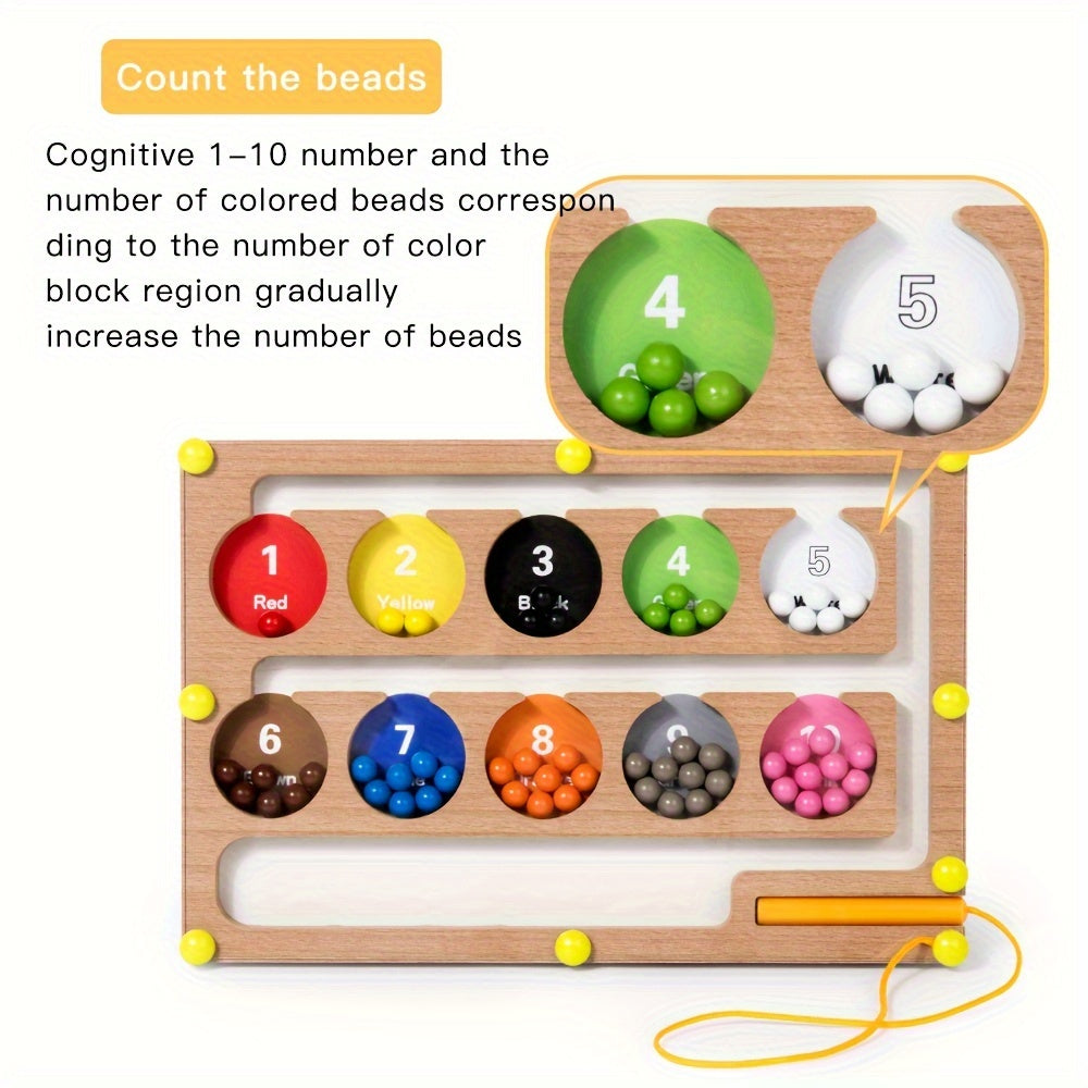 Wooden Magnetic Maze Pen Bead Run Game Educational Toy