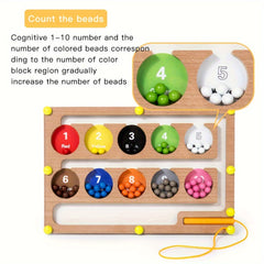 Wooden Magnetic Maze Pen Bead Run Game Educational Toy