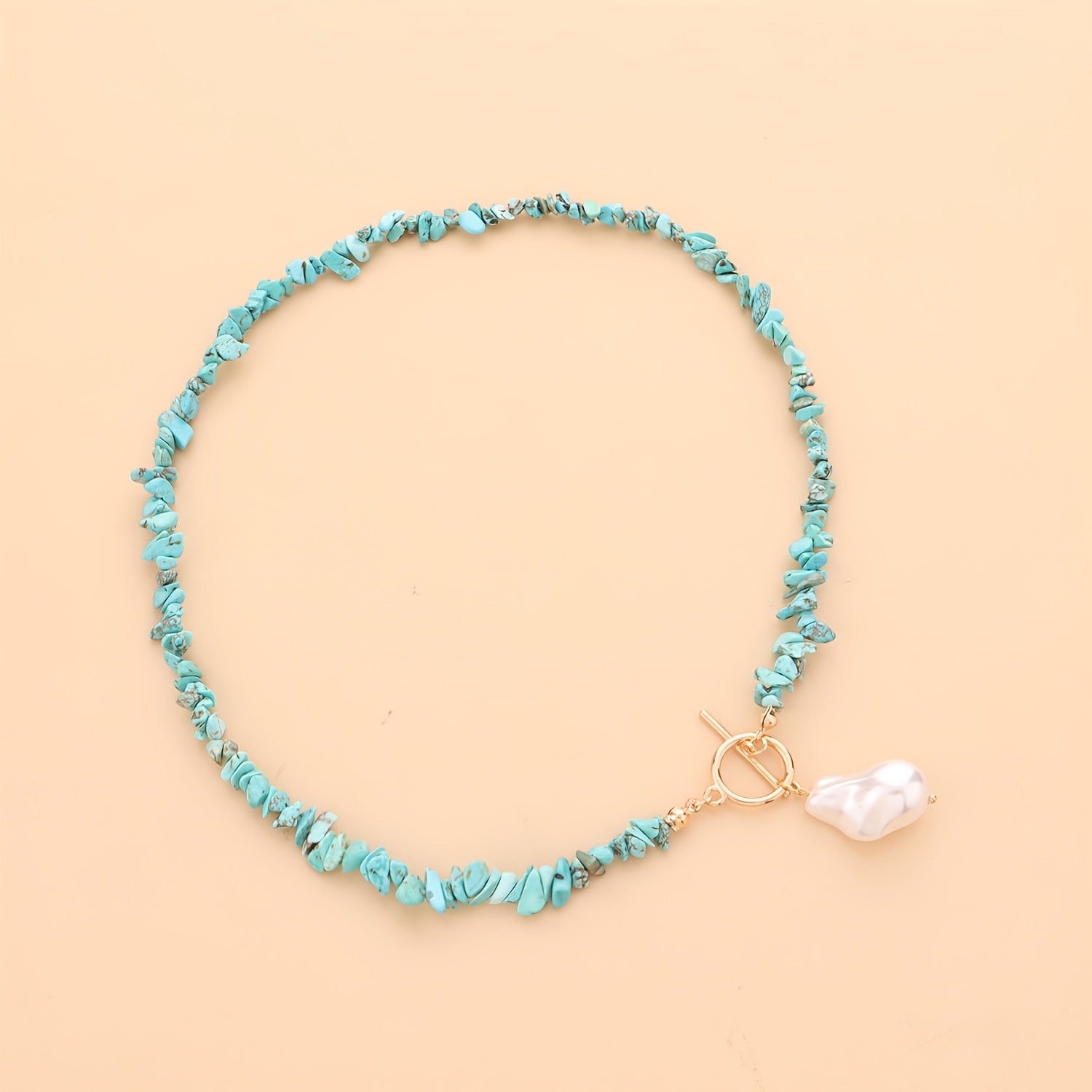 Vintage Pearl Pendant Turquoise Beaded Boho Ethnic Style Necklace