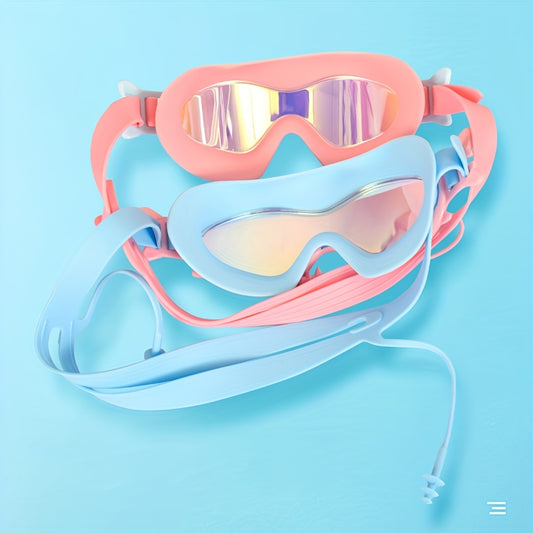 Silicone Cap Swimming Goggles PC Anti fog Wide View Glasses