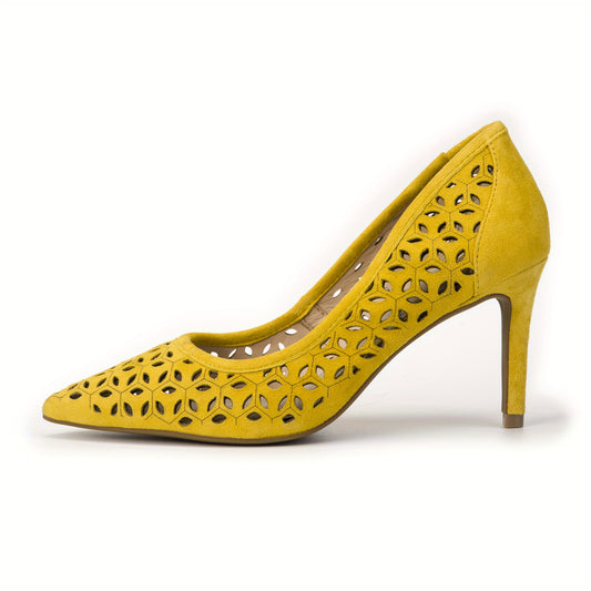 Women's Hollow Out High Heels Retro Pointed Toe Slip On Stiletto Heels