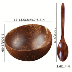 6pcs Coconut Bowl And Spoon Set - Natural Coconut Shell Bowl Food Container