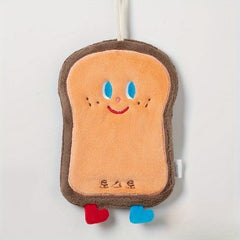 Cartoon Pattern Coral Fleece Fingertip Towel with Hanging Loop
