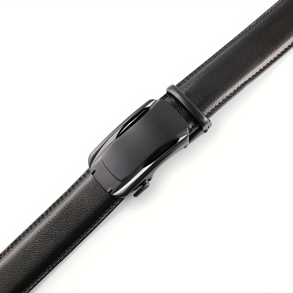 Men's Leather Ratchet Buckle Slide Belt For Dress Casual