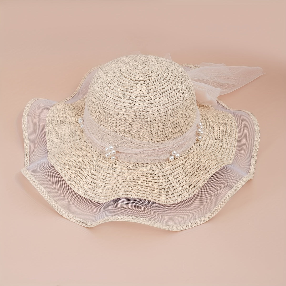 Polyester Sunscreen Mesh Hat Summer Unisex Hat Straw Hat Large Brim Sun Hat