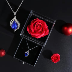 Thanksgiving Artificial Rose Flower Acrylic Display Box & Necklace