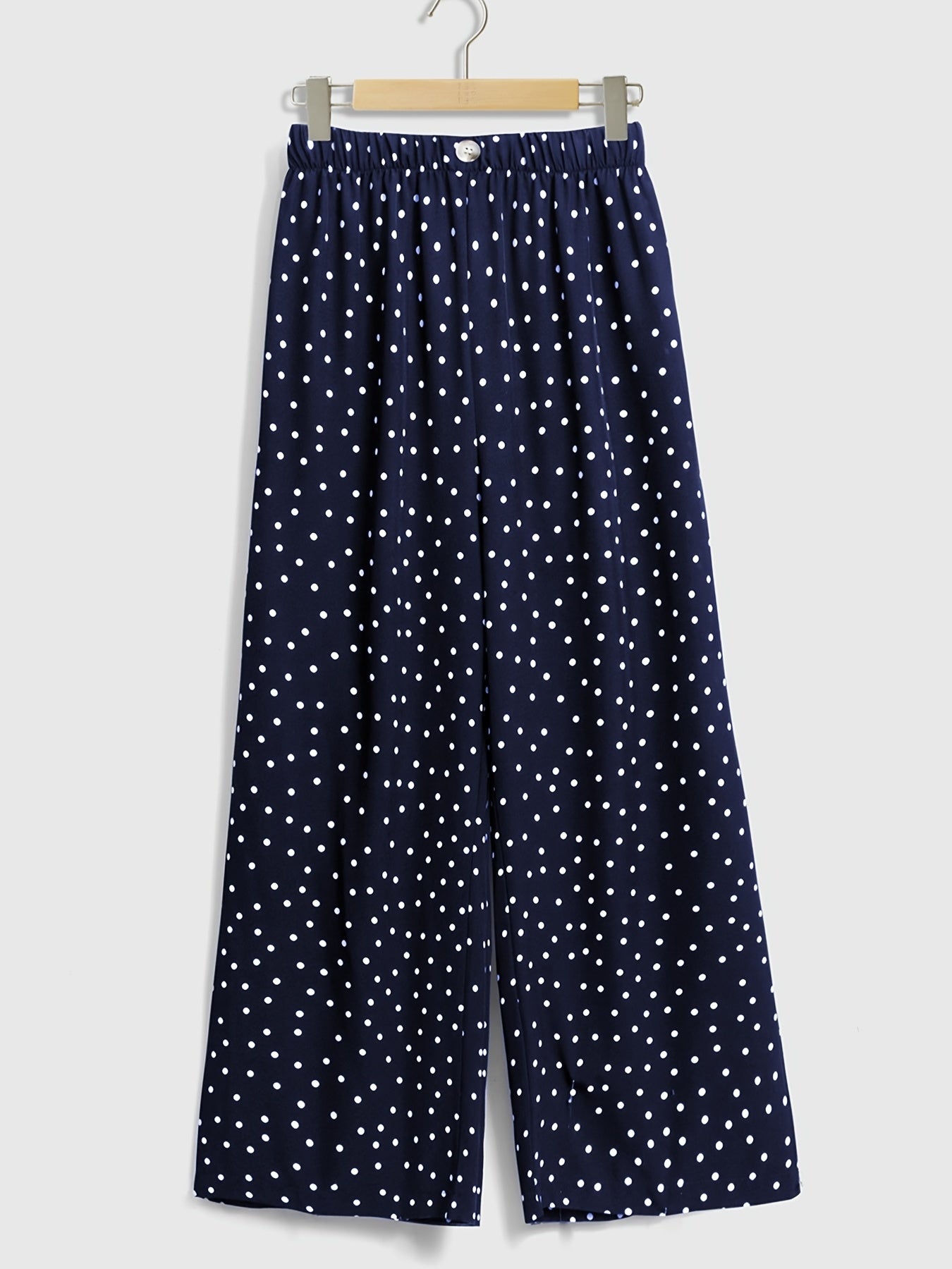  Dot Print Button Wide Leg Pants