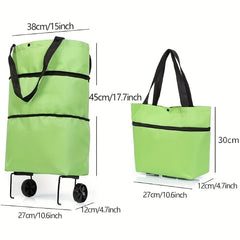 Foldable Shopping Bag with Wheels Large Capacity Luggage Storage