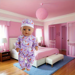 Unicorn & Shark Onesie Hat Set for 14-17 Inch Dolls