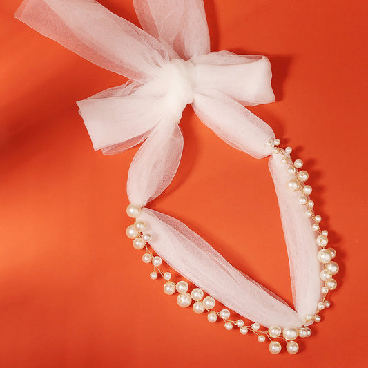 Princess Pearl Crown Faux Ivory Pearls Bridal Hair