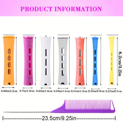 10pcs Hair Perm Rods with Comb, Bands Short Curlers for Styling