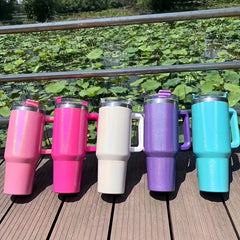 1200ml Insulated Water Bottle Leakproof Stainless Steel Travel Cup Straw Lid