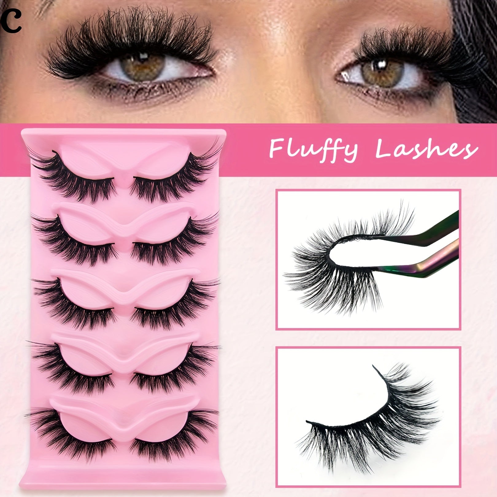 5 Pairs Cat Eye Sexy Curling Faux Mink False Eyelashes