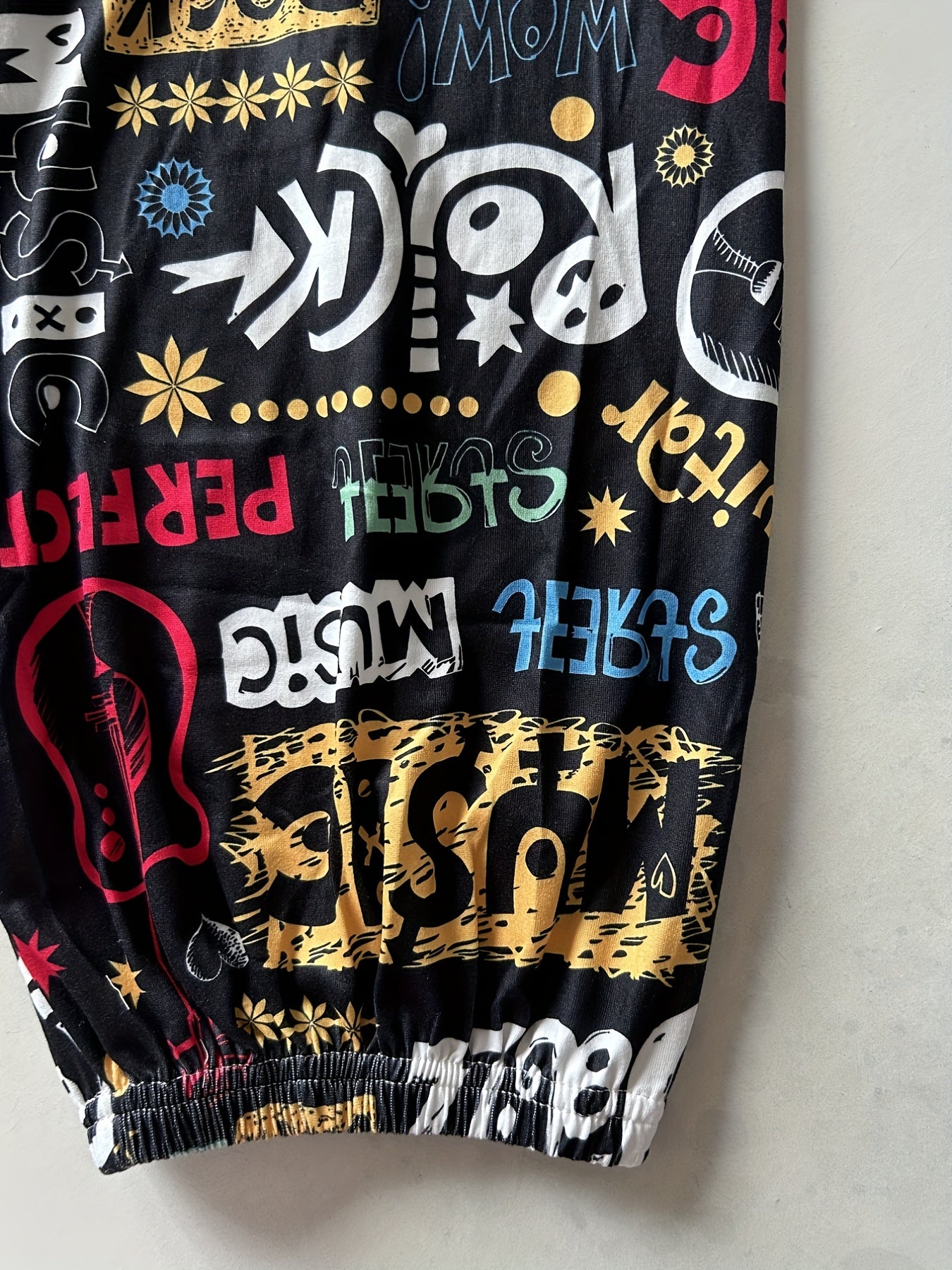  Graffiti Print Tapered Leg Pants