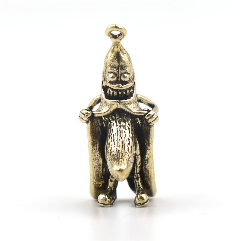 Brass Mini Banana Man Keychain Pendant for Luggage