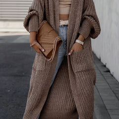 Open Front Pocket Cardigan Long Sleeve Sweater for Fall & Winter