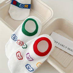 5 Pairs Girls Stripes Bear Boat Socks Spring Autumn