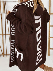 Waterfall Collar Knit Cardigan Hooded Sweater
