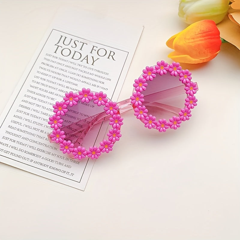 Girls Daisy Flower Frame Sunglasses Sun Protection Holiday Gift