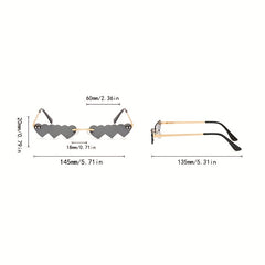 Y2K Heart Sunglasses Rimless Glasses Beach Prom Club UV400