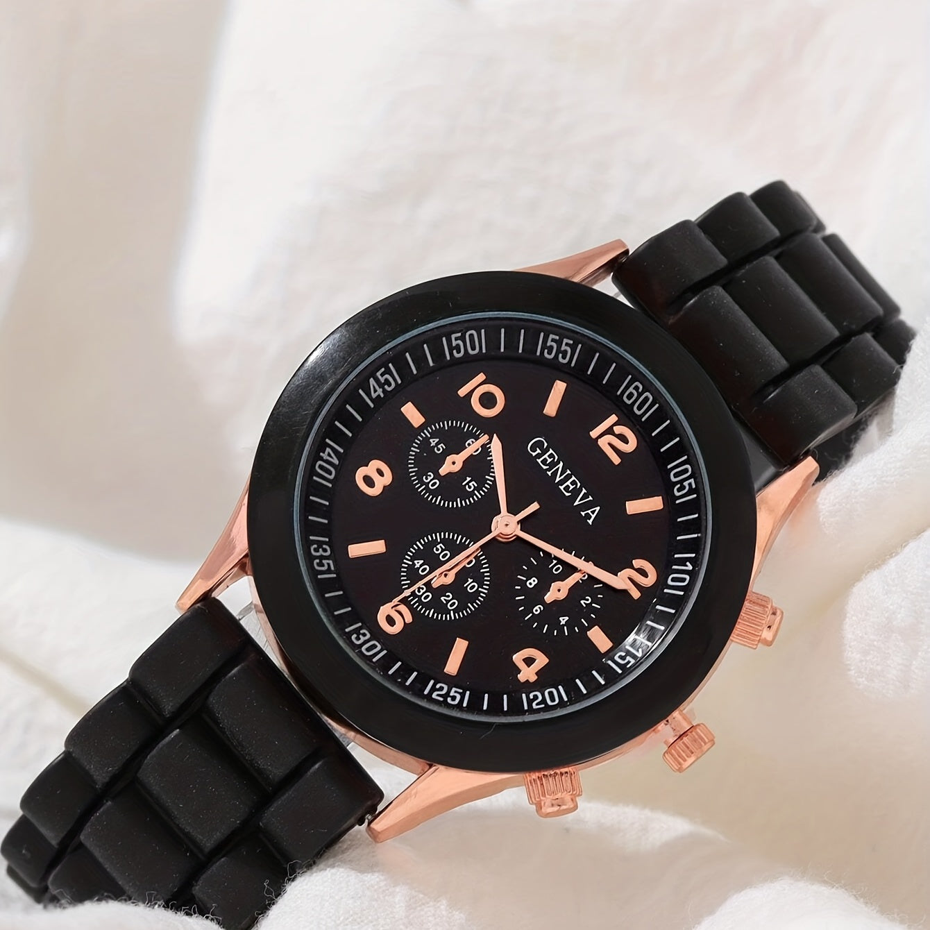 Kids PVC Strap Quartz Watch & Jewelry Set
