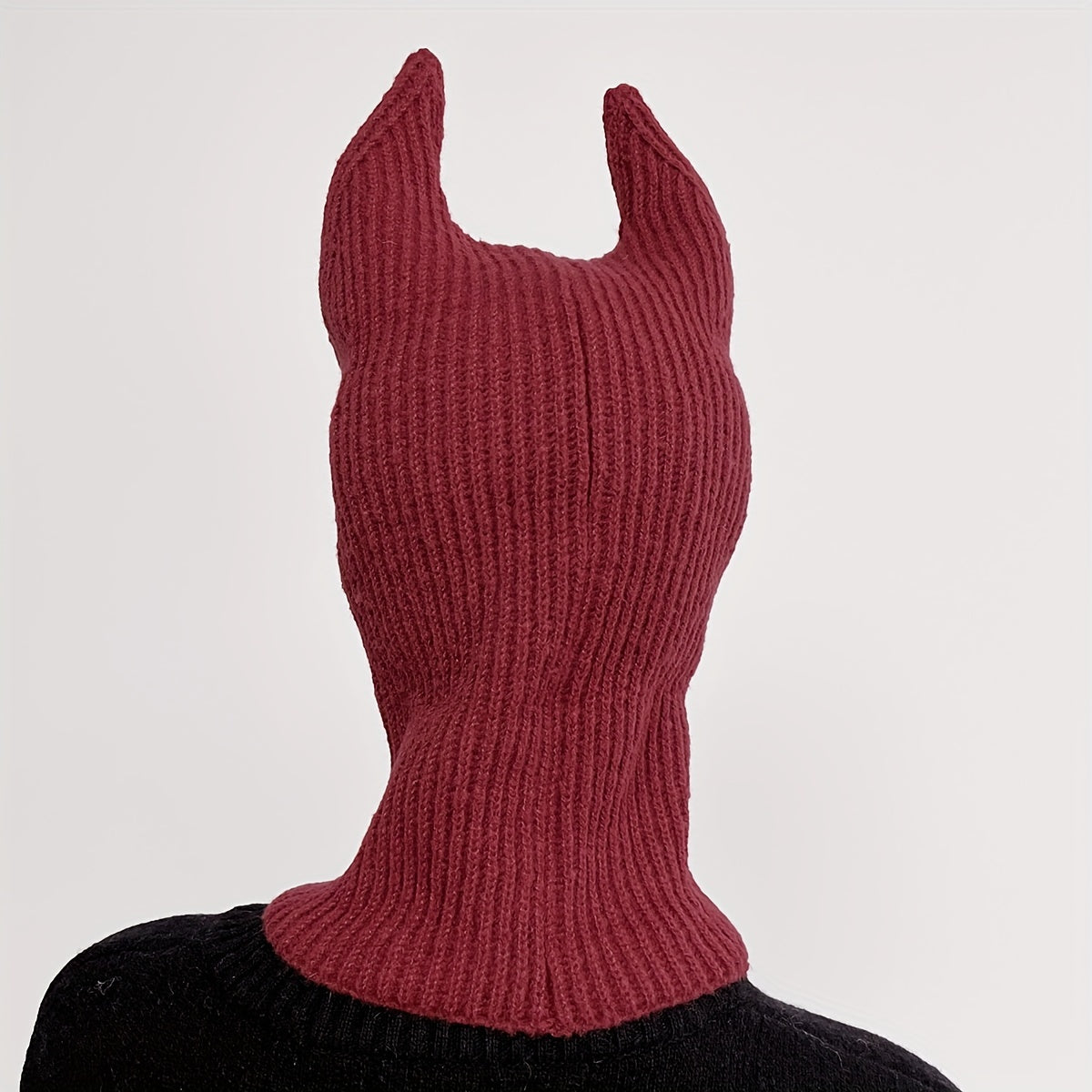 Monster Horn Balaclava Solid Ski Mask Warm Knitted Hat