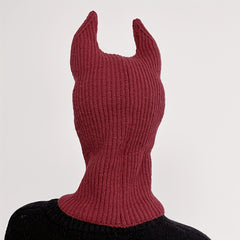 Monster Horn Balaclava Solid Ski Mask Warm Knitted Hat