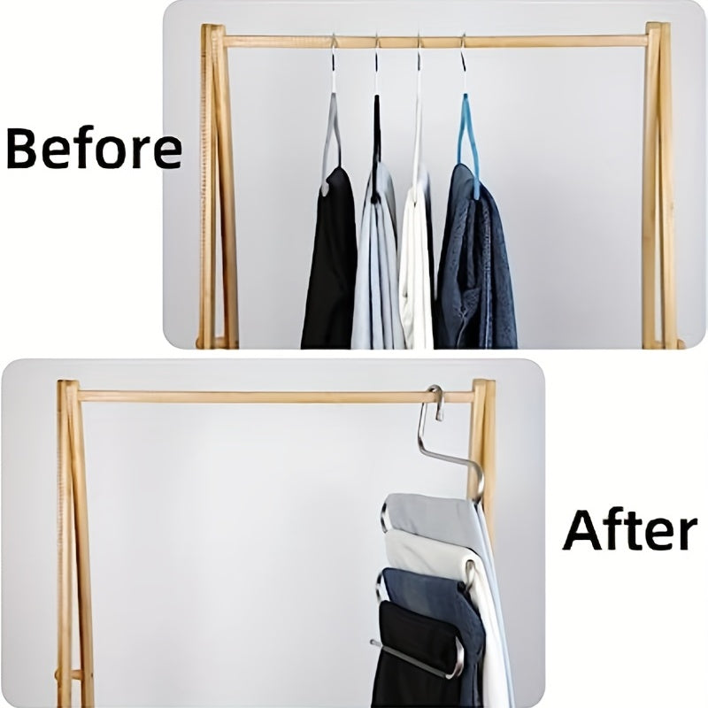 2pcs Stainless Steel Pants Hanger S shaped Non slip Space Saving