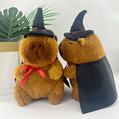 Capybara Plush Toy with Bat Cape & Witch Hat