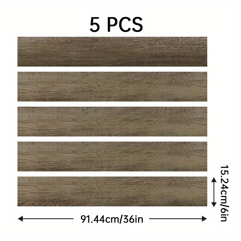 5pcs 6'' X 91 Wood Grain Floor Stickers Non Slip Self Adhesive Wall Stickers
