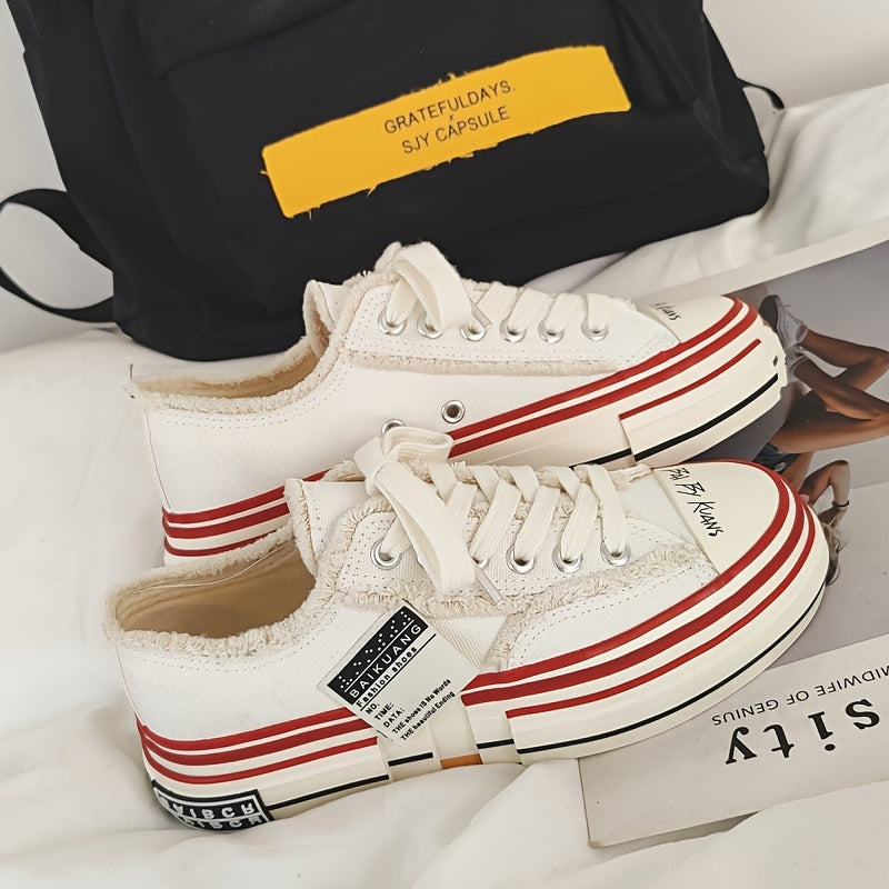 Women's Platform Canvas Lace up Skate Shoes