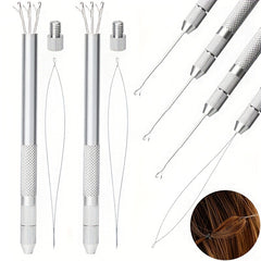 Hair Extension Tools Set 3 Needles Pulling Needle Loop Threader Ventilating Hold