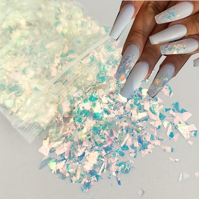 10g Holographic Ab Nail Glitter Flakes Shell Sparkly Sequins DIY Gel Polish