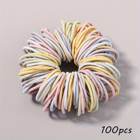 100pcs Elastic Hair Ties for Girls - Perfect Gift for Parties & Daily Life